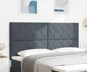 vidaXL Tăblie gri închis din catifea cu design în blocuri de diamante, 180 cm