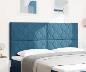 vidaXL Tăblie catifea albastru închis cu design în blocuri de diamant, 180cm