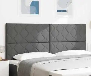 vidaXL Tăblia de pat cu design cu blocuri de diamant în gri întunecat, 200 cm, din poliester