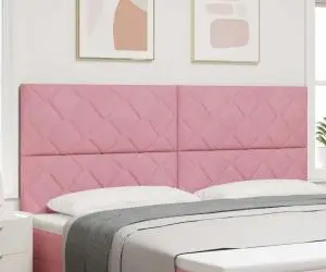 vidaXL Tăblie cu design blocuri de diamant roz 200 cm catifea