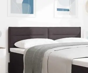 vidaXL Tăblie LED Design Linii Maro Închis 72 cm Material textil