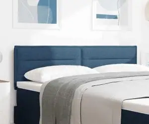 vidaXL Cap de pat LED Design Linii Albastru 72 cm Țesătură