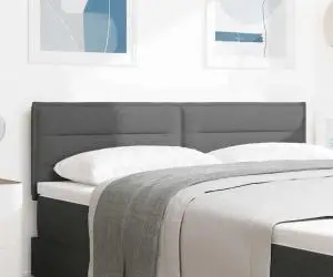 vidaXL Headboard LED Design Linii Gri Întunecos 80 cm Țesătură