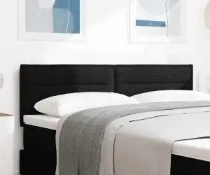 vidaXL Cap de pat LED Design Linii Negru 80 cm Țesătură