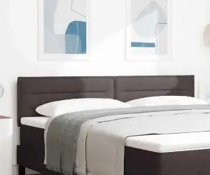 vidaXL Capitonat LED Linii Design Maro Întunecat 90 cm Ţesătură