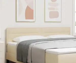 vidaXL Tăblie cu LED Design Linii Crem 90 cm Țesătură