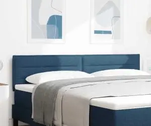 vidaXL Tăblie LED Design Linii Albastră 180 cm Țesătură