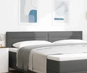 vidaXL Tăblie LED Design Linii Gri Închis 200 cm Țesătură