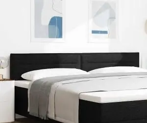 vidaXL Cap de Pat LED Design Linii Negru 200 cm Țesătură