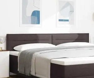 vidaXL Cap de Pat Design Linii Maro Închis 100 cm Țesătură