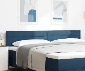 vidaXL Capitonaj cu LED Design Linii Albastru 100 cm Țesătură