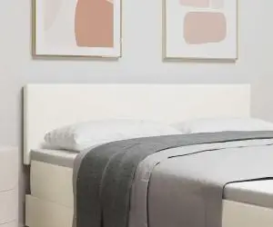 vidaXL Tăblie de pat cu LED, model simplu, crem, 72 cm, raiat