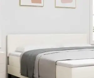 vidaXL Tăblie pat cu LED model simplu, crem, 90 cm, raiat