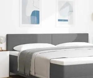 vidaXL Tăblie pat cu LED model simplu, gri deschis, 100 cm, raiat
