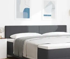 vidaXL Tăblie pat cu LED model simplu, gri închis, 100 cm, raiat