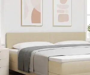 vidaXL Tăblie pat cu LED model simplu, gri verde deschis, 100 cm raiat