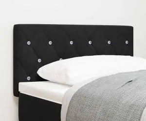 vidaXL Tăblie de pat cu LED-uri, buton din cristal, catifea neagră de 80 cm