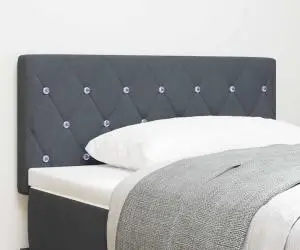 vidaXL Tăblie LED cu Cristale și Butoane Capitone Gri Închis 90 cm din Catifea