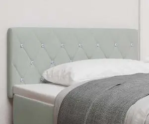 vidaXL Cap de pat LED cu butoane din cristal, căptușit cu velur gri deschis, de 100 cm