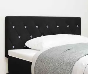 vidaXL Tăblie LED cu buton de cristale, tapițată, neagră, de 100 cm, din catifea