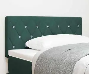 vidaXL Tăblie LED cu butoane din cristal, verde închis, 100 cm, din catifea