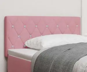 vidaXL Pat LED cu butoane din cristal, catifea roz, 100 cm