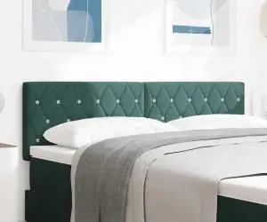 vidaXL Tăblie LED cu buton de cristal, căptușită, verde închis, 72 cm, catifea