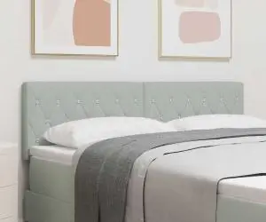 vidaXL Tăblie LED cu capace din cristale gri deschis de 80 cm, din catifea.