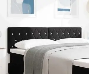 vidaXL Cap de pat LED cu butoane din cristal căptușit negru de 80 cm, Velur
