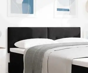 vidaXL Șef de pat LED cu butoane, capitonat, Negru, 80 cm, Catifea