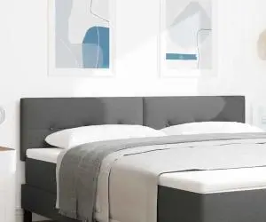 vidaXL Cap de pat LED gri închis cu butoane capitonate de 90 cm, din țesătură.