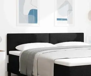 vidaXL Cap de pat LED cu butoane, negru, 90 cm, din țesătură.
