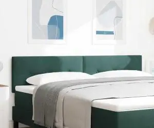 vidaXL Tăblie LED Côtă popot velvet verde închis 90 cm