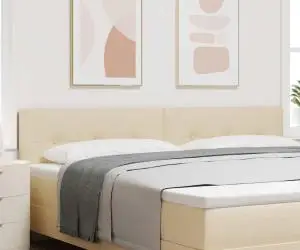 vidaXL Cap de pat LED, tapițat, crem, de 100 cm