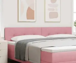 Tăblie LED vidaXL cu butoane capitonate roz 100 cm din catifea