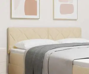 Tăblie vidaXL Design cu Blocuri de Diamant Crem 144 cm Țesătură