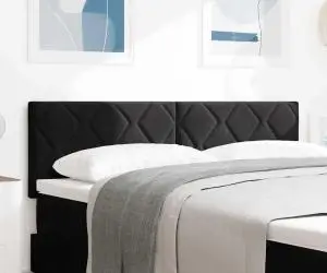 vidaXL Tăblie LED cu Design de Blocuri de Diamant Negru, 144 cm