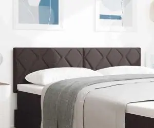 Cap de pat LED vidaXL cu design blocuri în diamant maro închis 160 cm țesătură