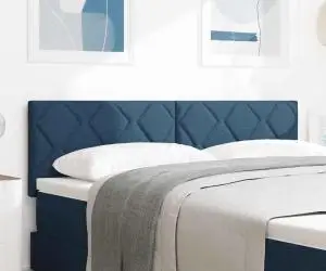 Suport de Cap LED vidaXL cu design blocuri diamantate Albastru 160 cm Țesătură