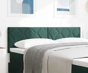 vidaXL Tablia de pat LED Design Blocuri Diamond Verde Închis 160 cm