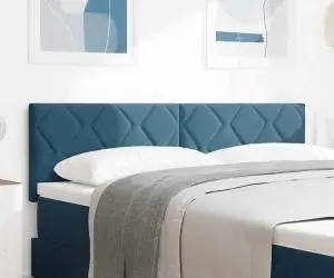 vidaXL Tăblie LED cu Design în Blocuri de Diamant Albastru Închis de 160 cm
