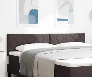 Cap de pat LED vidaXL cu design blocuri diamant maron închis 180 cm țesătură