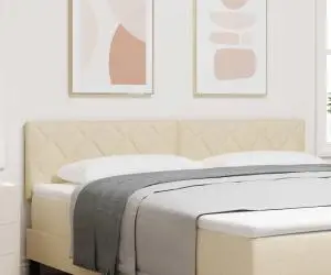 Cap de Pat LED vidaXL Design Geometric Crem 180 cm Țesătură