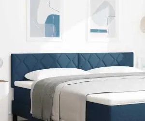 Tăblie LED vidaXL Design cu Blocuri Diamantate Albastru 180 cm Țesătură