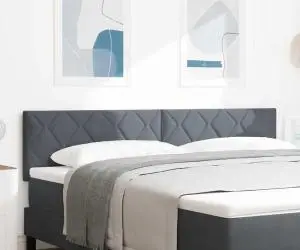 vidaXL Tăblie LED cu Design în Blocuri de Diamant, Gri Închis, 180cm, Catifea