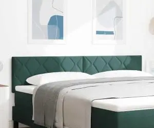 vidaXL Tăblie LED Design Blocuri de Diamant Verde Întunecat 180 cm Catifea