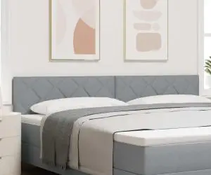 Tăblie LED vidaXL cu design blocuri de diamant în gri deschis, 200 cm țesătură
