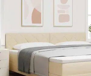 Cap headboard LED vidaXL Design blocuri de diamant Crem 200 cm Țesătură