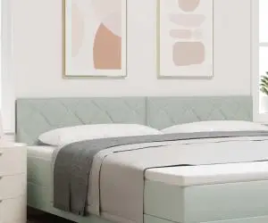 vidaXL Tăblie LED Design Blocuri de Diamant Gri Deschis 200 cm Catifea