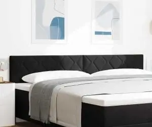 vidaXL Spătar LED Design Cuburi Diamant Negru 200 cm Catifea
